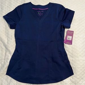 Healing hands purple label navy scrub top